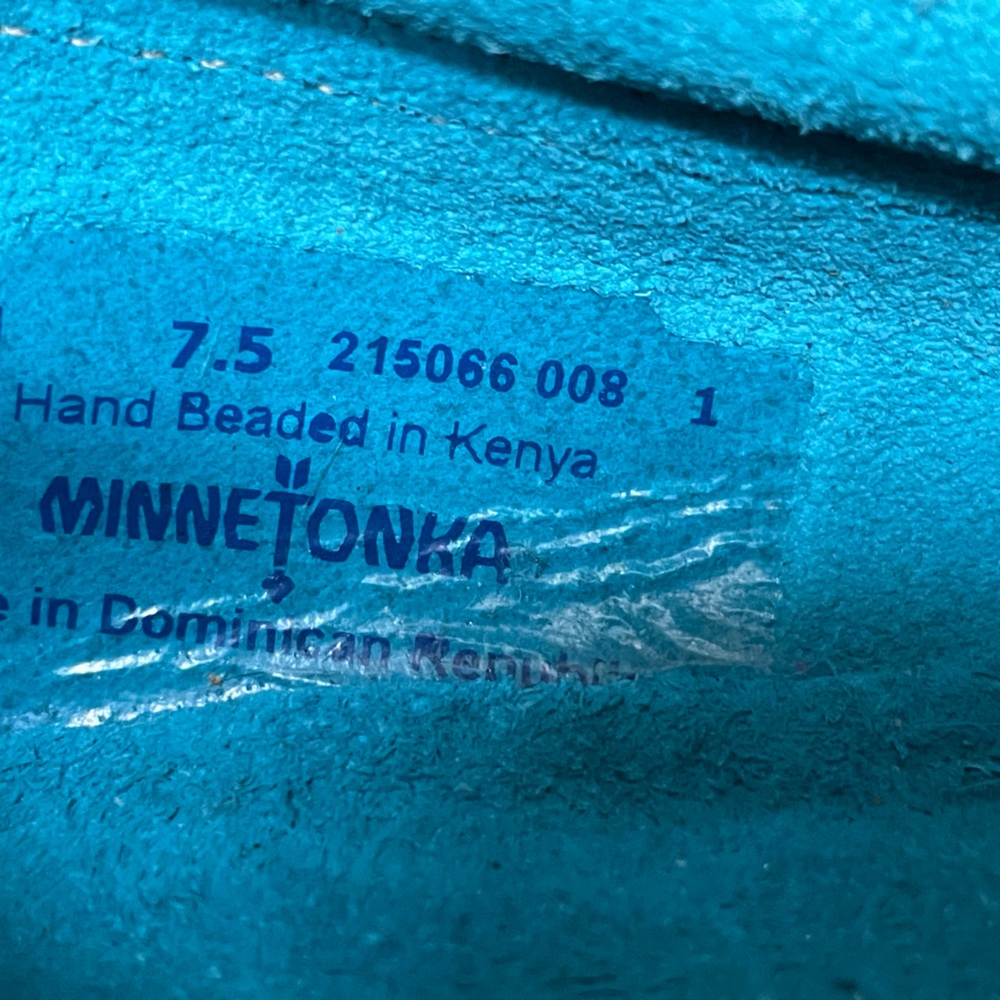 Minnetonka Women's Me To We Maasai Moc Turquoise Suede and Beaded Size 7.5 - Picture 8 of 10